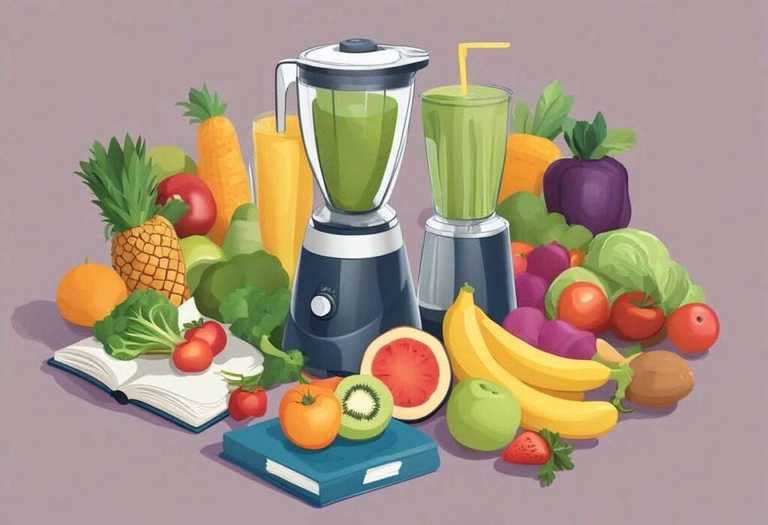 Variety of fresh fruits and vegetables for weight loss smoothies