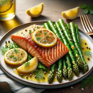 This keto baked salmon with asparagus supports fat reduction and promotes wellness.